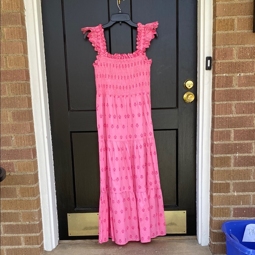 Moon River XS  Ruffled Maxi Dress Pink Floral